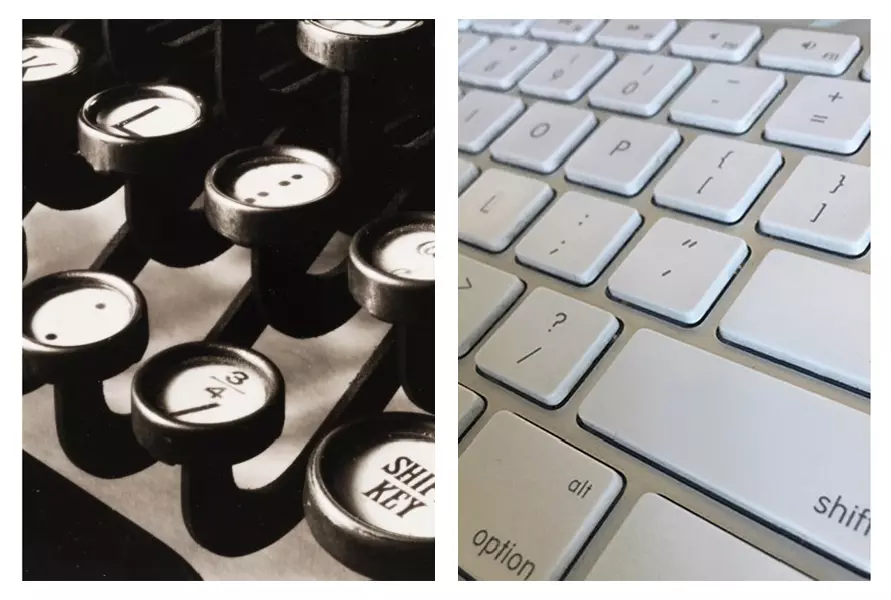 Side by side comparison of our recreated interpretation of the photograph "Typewriter"