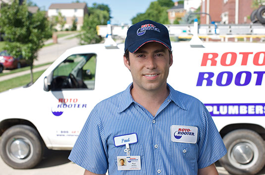 Roto-Rooter employee on site