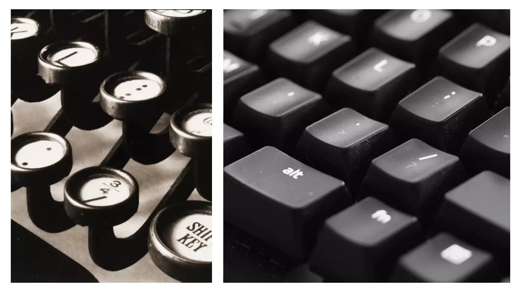 Side by side comparison of our recreated interpretation of the photograph "Typewriter"
