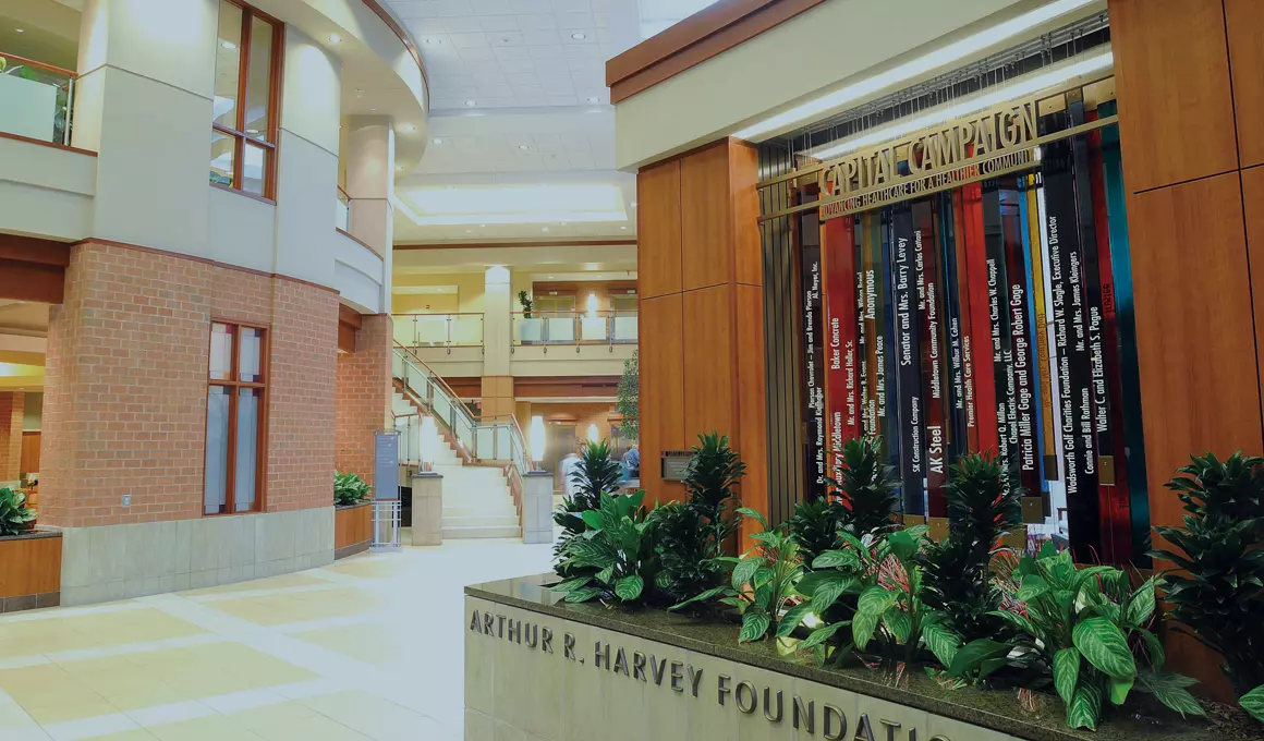 Inside view of the Atrium Medical Center lobby