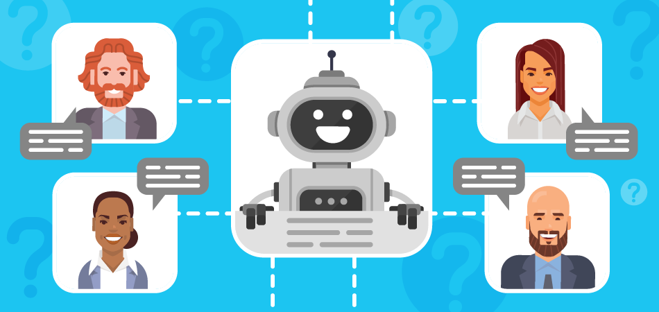 Illustration of a chatbot communicating with job candidates